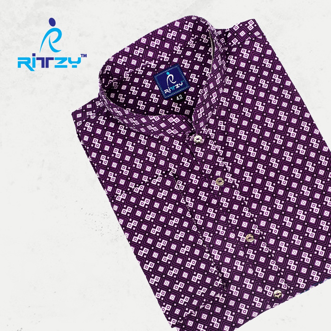 Purple all over printed Panjabi for Men by Ritzy